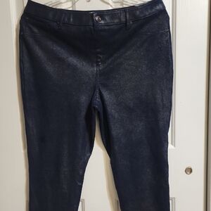 Chico's Blue Gold Shimmer Pants with Stretch Chico's Size 2 (12/L)
